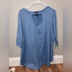 Kristin Nicole blue 3/4 tie sleeve tunic top women’s plus 3X